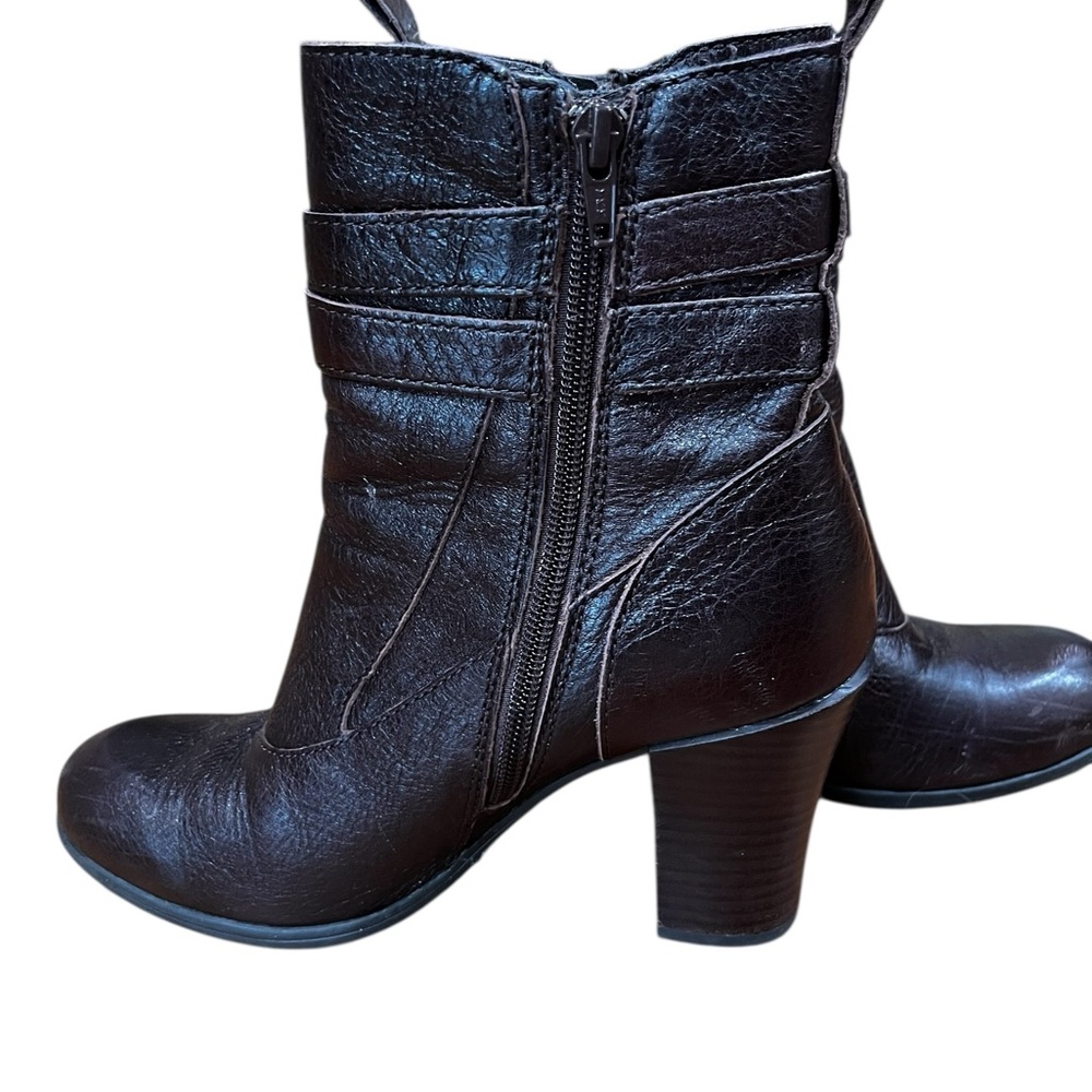 Born Chyler Brown Leather Heeled Boots-7 - Picture 2 of 12